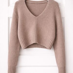 Vince V-Neck Sweater in Taupe